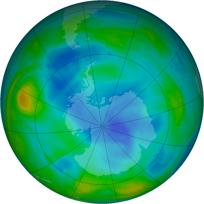 Antarctic ozone map for 24 June 2000
